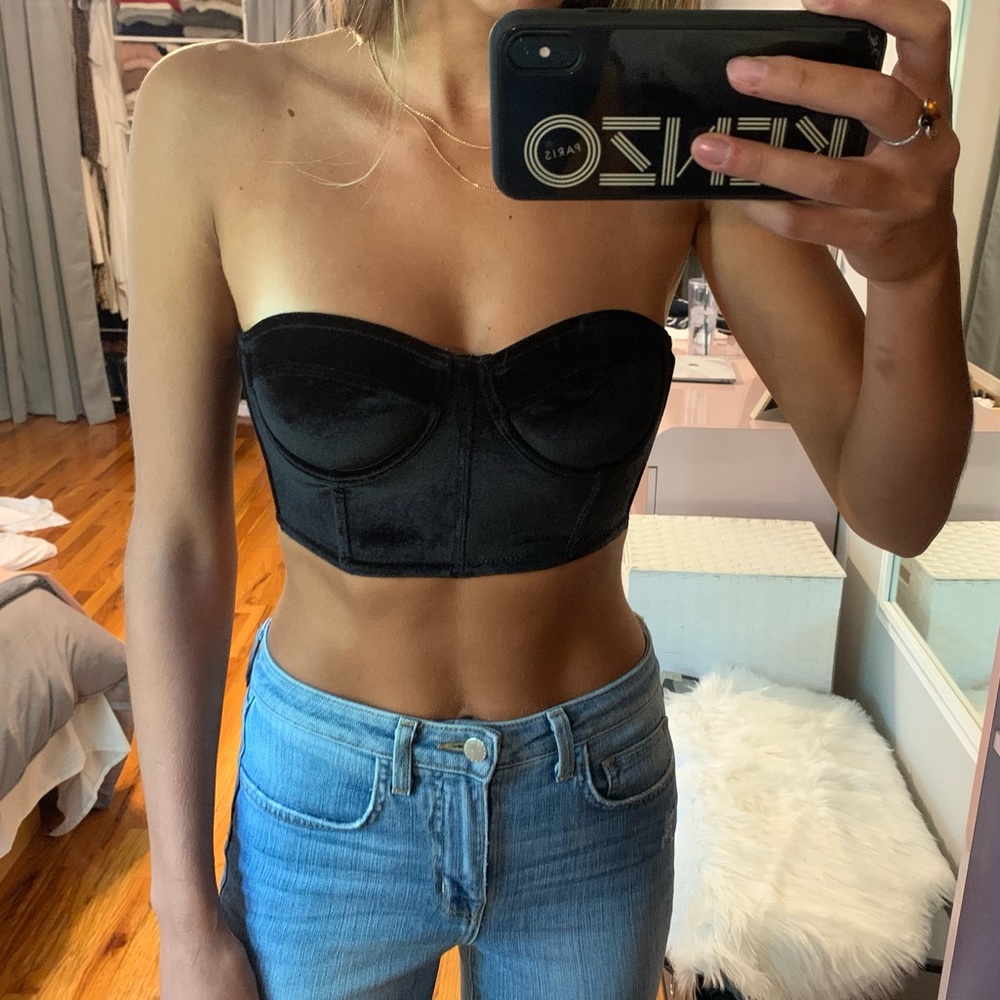 Black velvet bustier